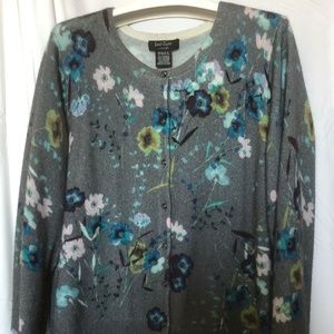 Lord & Taylor Floral Cashmere Cardigan X-Large